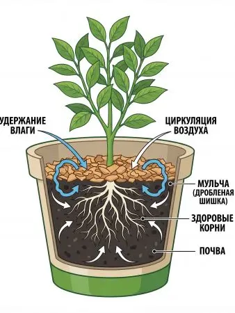 Мульча для комнатных растений из шишек резаных 500 гр Мульча для комнатных растений из шишек резаных 500 гр